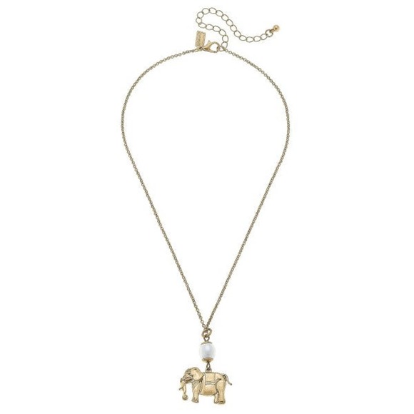 Elephant Pearl Charm Chain Link Necklace - Picture 1 of 2